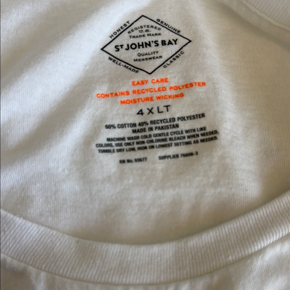 St. John's Bay White Short Sleeve Tee Casual Comfort - Picture 2 of 5